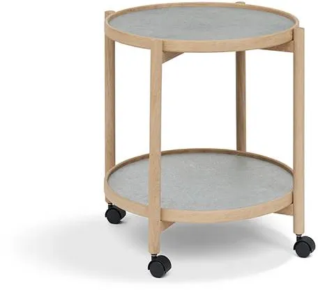 Thomsen Furniture James Serveringsbord - Ek/Stoneimitation mörkgrå/Granitgrå sten Ø50 cm