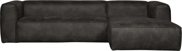 Bean, högervänd hörnsoffa, svart, H73x175x305 cm, läderlook
