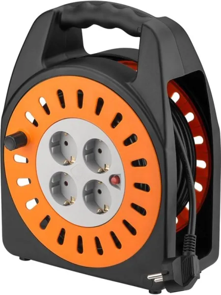 Pro Kabelrulle 25 m orange-svart - med 4 skyddade